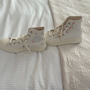 Converse High-Top Sneakers with Floral Embroidery